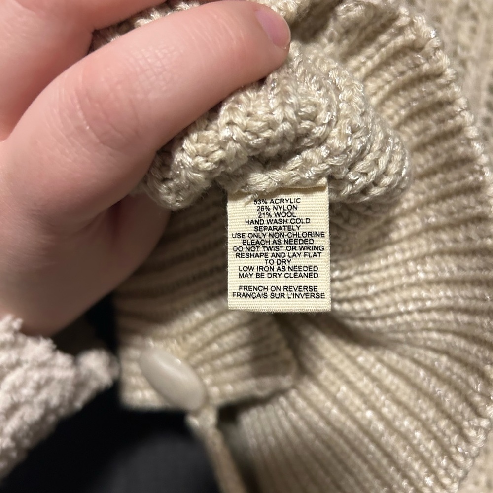 Anthropologie MOTH Line Women’s Open Weave Shrug Sweater Size Small Tan/Cream - Picture 5 of 6